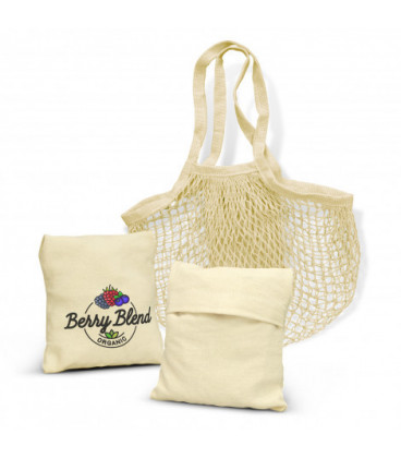 Cotton Mesh Foldaway Tote Bag