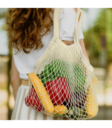 Cotton Mesh Foldaway Tote Bag