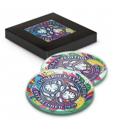 Venice Glass Coaster Set of 2 Round - Full Colour