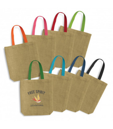 Thera Jute Tote Bag - Coloured Handles