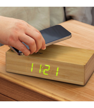 Bamboo Wireless Charging Clock